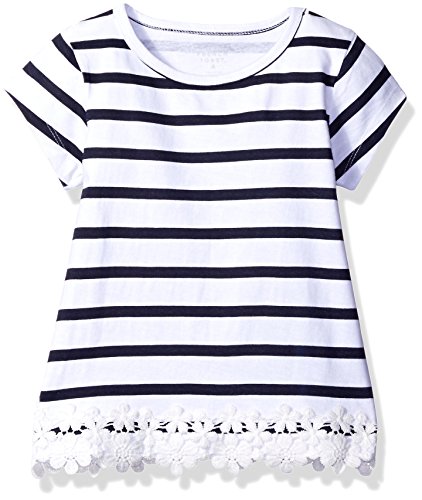 French Toast Girls' Short Sleeve Crochet Hem Tee