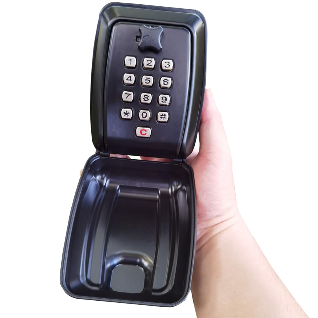 Boite A Clef en Alliage De Zinc Boite A Cle Securisee Exterieur Étanche avec Code d'urgence 12 Chiffres Boite A Clefs Murale pour École Maison Bureau,Black