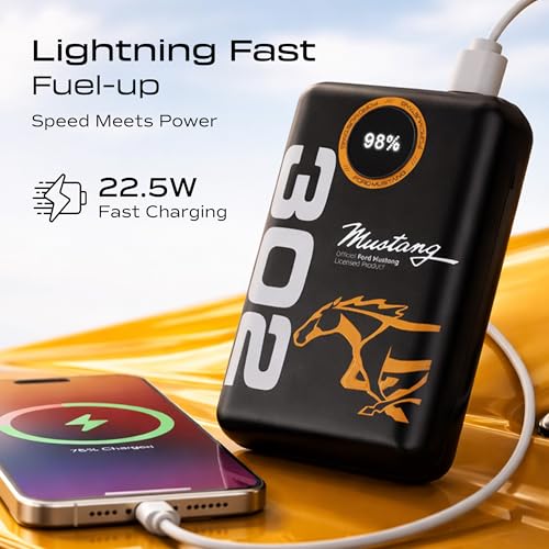 Image of GOBOULT Mustang Ampvault V20 20000 mAh Wired Power Bank (Nitro Black, Lithium Polymer, Fast Charging for Earbuds, Mobile, Smartwatch, Speaker, Tablet, USB Type-C, Digital Display)