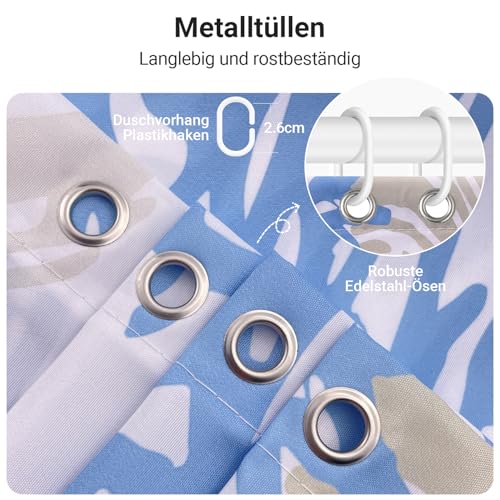 Lerores Shower Curtain 120 x 200 cm, Underwater Algae Anti-Mould Textile, Weighted Hem, Water-Repellent - Image 4