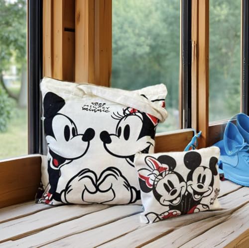 Miniatura 4 de Superdiver Set Bolsa Shopping Y Neceser Mickey Y Minnie - Licencia Oficial Disney - Algodón Y Poliéster - Ideal Para Uso Diario O Regalo - Bolsa 37x41 Cm Y Neceser 22,5x16 Cm