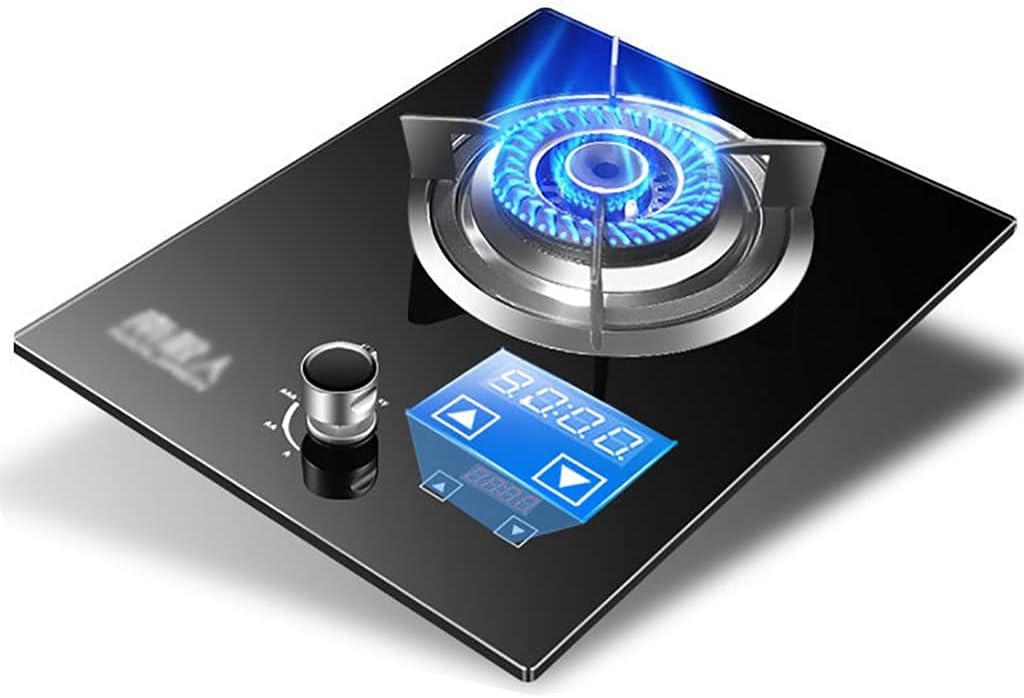 Gas Stoves Gas 5.2KW Built-InGas hobs Intelligent Independent Timing with Crystal Black Glass Panel Child Lock and Flame Failure Protection [Energy Class A] (Color : LPG) (Lpg)