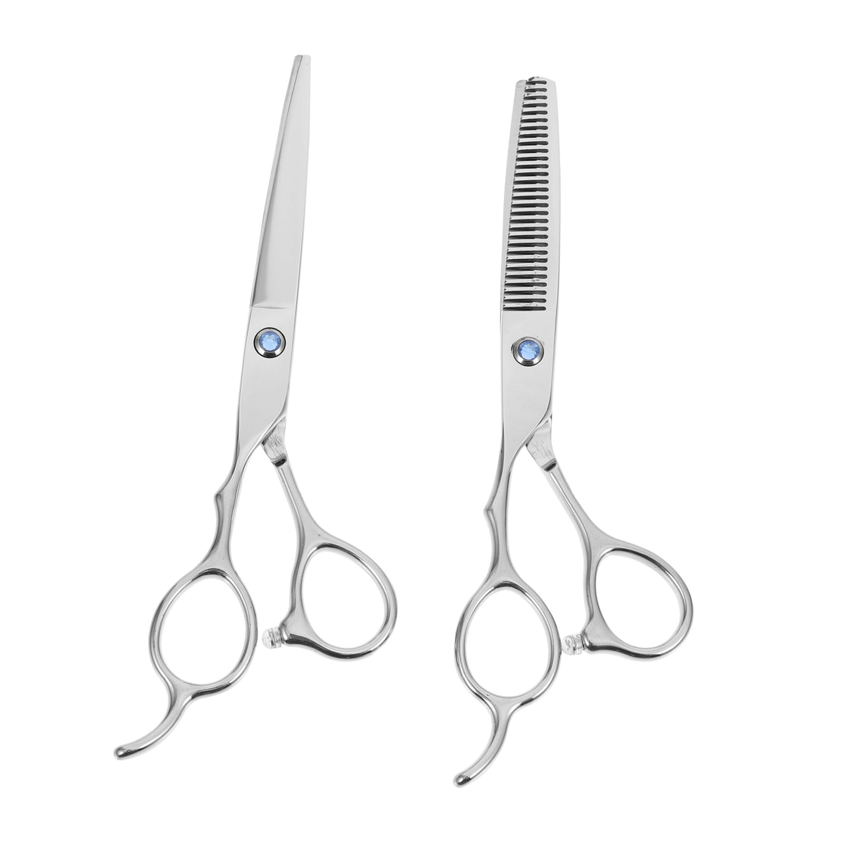 WOONEKY Ciseaux de Coiffure Lefty en Acier Inoxydable 6 Pouces Argenté 2 Pièces pour Gauchers, Poignée Ergonomique Créative, Usage Professionnel ou Amateur