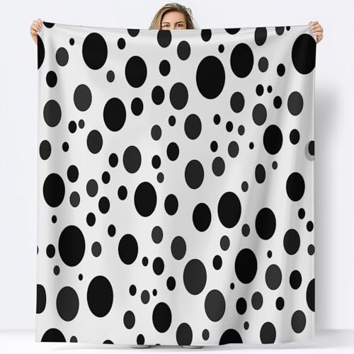 100 x 130 cm Kuscheldecke Flauschige Decke, Moderne Geometrische Punkte Einfach Sofadecke Weiche Warme Wolldecke Fleecedecke Tagesdecke Überwurfdecke, Kuscheldecken für Couch, Weiß