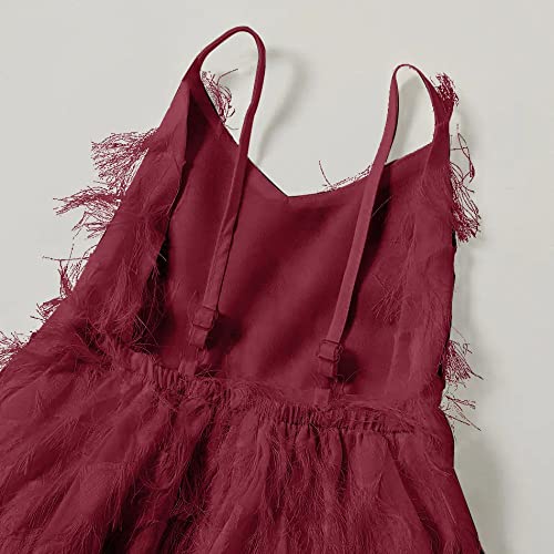 Kamong Mommy And Me Dress,Women's Cute Beach Dress,Girls Holiday Sundress,Elegant Backless Matching Tassel Sling Maxi Dresses Burgundy #TOP3