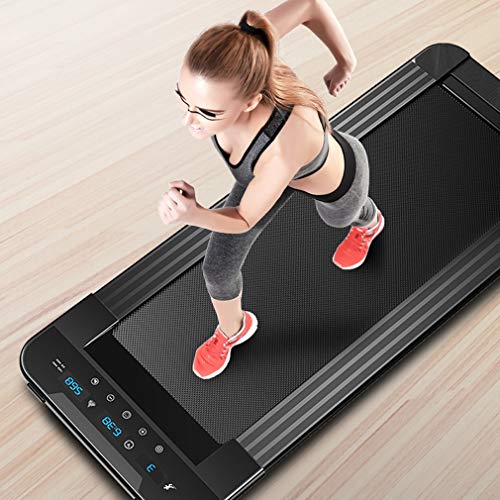 Image of Motorised Flat Running Machine Electric Treadmill Noise Reduction Portable Walking Equipment with Pulley for Home Gym