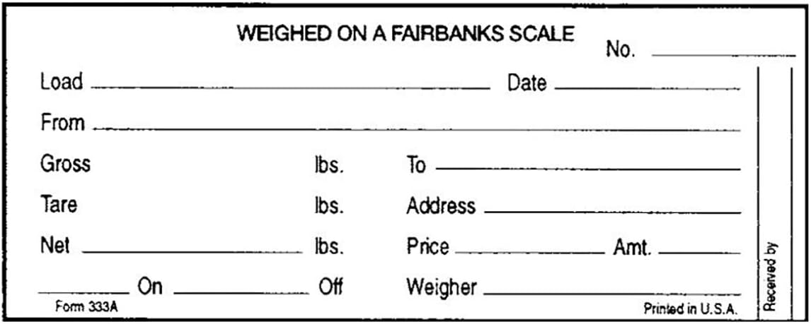 Rice Lake 20260, Truck Scale Tickets for Fairbanks Mechanical Truck Scale