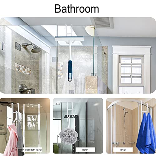 4 Pack Shower Door Hook,White Over The Glass Door Towel Hooks For Bathroom Frameless Glass Shower Door Heavy Duty Rubber Coated Rack Hook For Hanging Towels, Loofah, Squeegee, Robe, Bathing Suits #TOP1