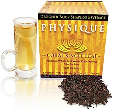 Oolong Tea for Weight Loss (30-45 Cups) - Wu-Yi Rock Oolong Tea - Coral by Physique Tea - 15 Multi-Use Sachets