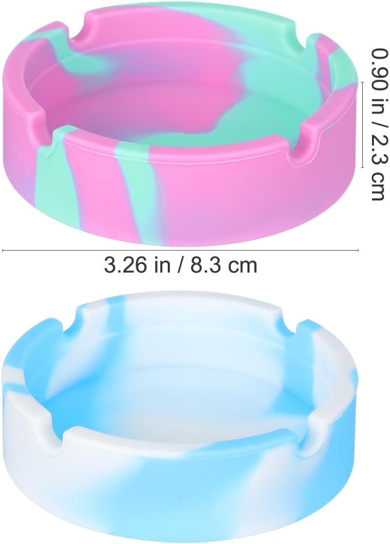 TEHAUX Silicone Ashtray 2 pack Unbreakable Non-Slip Ash Container with Indoor Outdoor Smoking Tray for Home Office Patio Easy Clean Modern Decor image 4