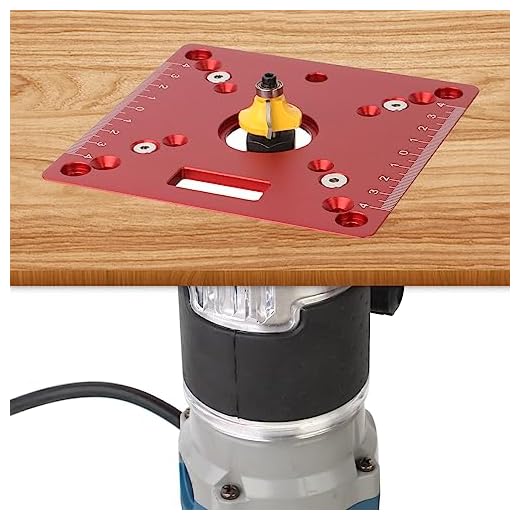 KETIPED Aluminium Router Table Insert Plate,Mini Square Woodworking Benches Router Flip Plate,Multifunctional Trimming Engraving Table,055Red