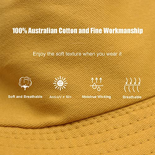 Image of Bucket Hat for Women Men, Reversible Cotton Summer Sun Beach Cap Solid Color Style