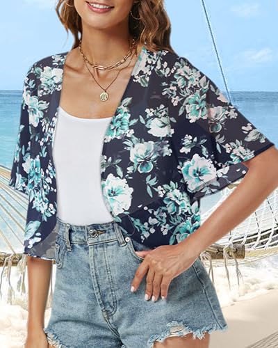 Women Shrug Chiffon Cardigans Open Front Short Sleeve Bolero for Evening Dressy3