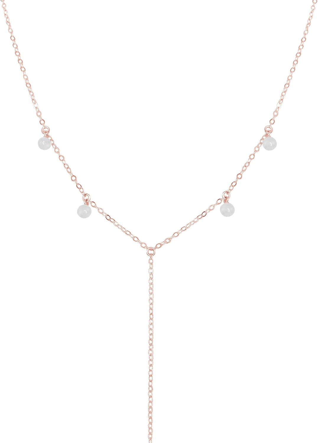 Luna Tide Selenite Boho Y Necklace in 14k Rose Gold Fill