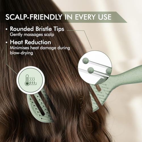 Image of IKONIC Me Flexible Paddle Hair Brush IKM-2509 Eco Conscious, Flexible Head Detangling Brush, Zero Breakage, Anti Frizz Ion Bristles, Wet Dry Use, Smooth Tangle Free Shiny Hair - Jade Green
