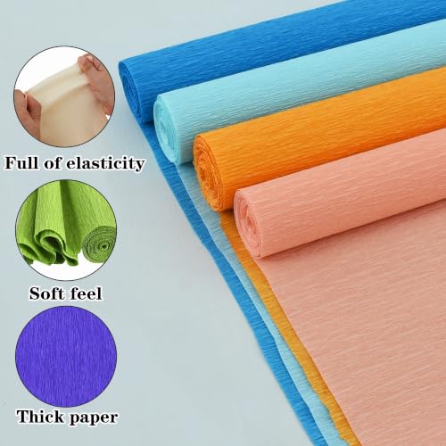 Image of BEISHIDA Pink Blue Crepe Paper Roll, 4 Rolls Crepe Paper Sheet for Craft