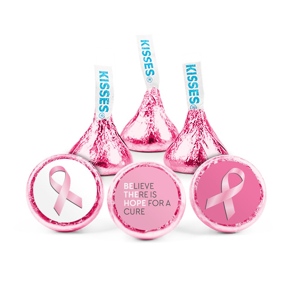 324ct Breast Cancer Awareness Stickers for Kisses - Pink Ribbon Favors