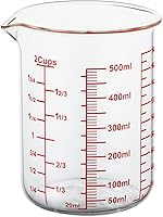 AckersBORO33 500ml Borosilicate Glass Measuring Cup with V-Shaped Spout - Microwave Safe, Accurate Scales for Kitchen & Restaurant