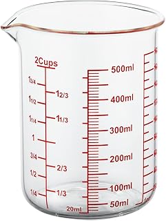 AckersBORO33 500ml Borosilicate Glass Measuring Cup with V-Shaped Spout - Microwave Safe, Accurate Scales for Kitchen & Restaurant