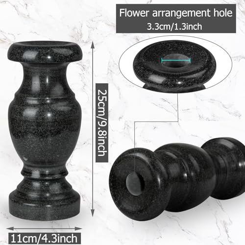 Cemetery Memorial Vase, Natural Granite Stone Flower Vases with Draining Holes for Home Tabletop, Cemetery Flowers, Memorial Grave Headstone Decorations (2Pcs, 10 Inches) image 7