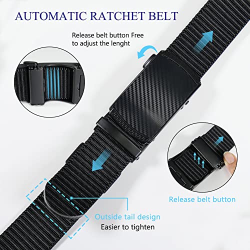 LionVII Men's Ratchet Belts, Casual Web Belt with Click Buckle 1 3/8" Nylon Waist Strap for Work, Trim to Fit 27-49" Waist4