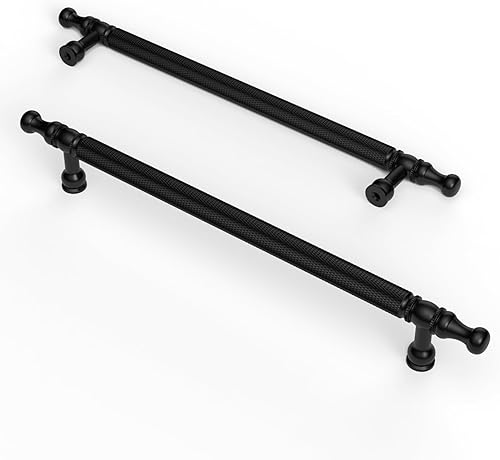 Miniatura 8 de Asidrama Paquete de 10 manijas de gabinete de cocina moleteadas de 5 pulgadas (5.039 in), color negro mate, tiradores de gabinete, accesorios de