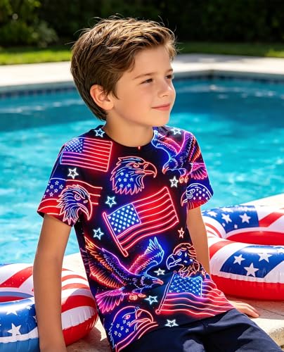 Image of uideazone Tshirts for Boys Kids Short Sleeve T-Shirt 3D Graphic Tee Shirts Tops Clothes 4-16 Years