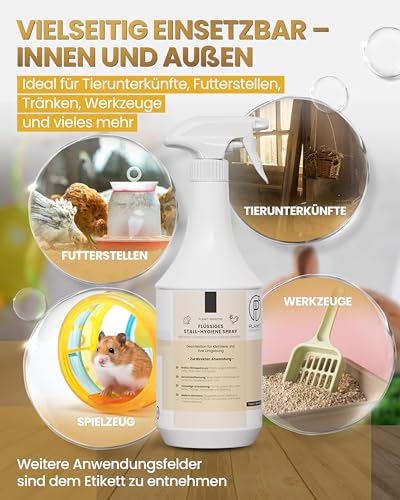 Stall-Hygiene Spray – 1L Desinfektionsmittel für Käfige, Ställe & Tierbereiche | Wirksam gegen Bakterien, Pilze & behüllte Viren (z. B. Influenza-Viren) | Planet Sensitive® zur Flächendesinfektion