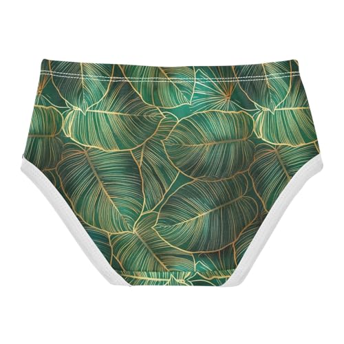 Joisal Tropical Leaves Gold Green Teal Girls Underwear Toddlers 2t Cotton Girl Panties Cute Stylish Briefs Girls Undies2