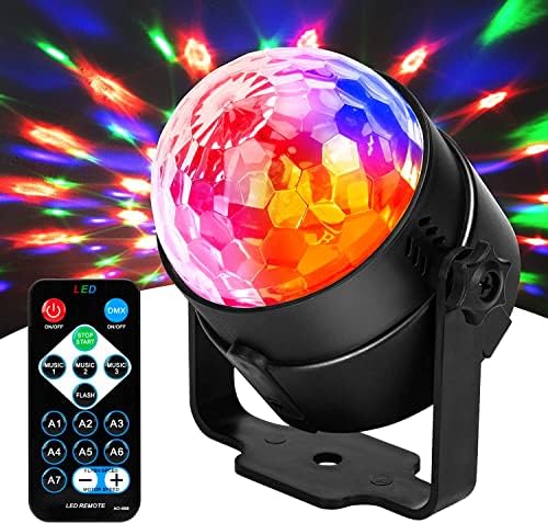 JYX Mirror Ball Disco Light Stage Light LED Portable 7 Colors Remote Control Light for Party KTV Karaoke Club Bar Lighting