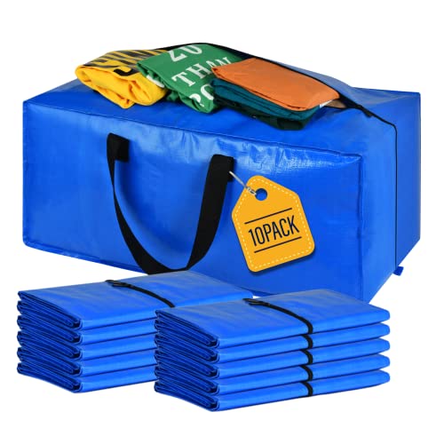 Moving Bags, Large Storage Bags Alternative to Moving Boxes, Moving Supplies for Packing, 10 Packs 10 PACK Blue