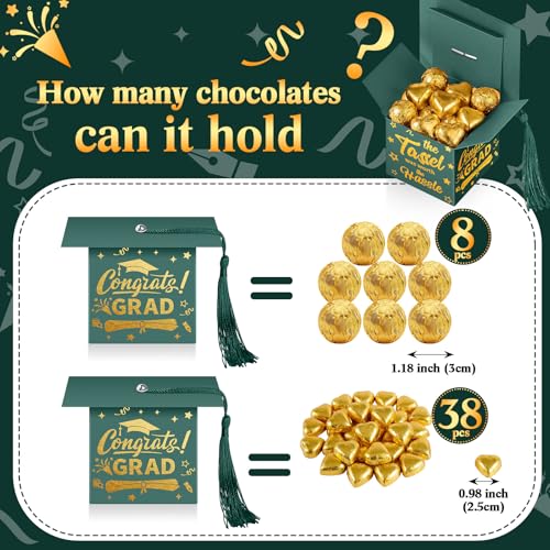 TaoBary 30 Pcs Graduation Cap Candy Box 2026 Graduation Decorations Party Favors Gifts Grad Cap Box with Tassel for Candy Chocolate Biscuit Supplies(Green) by TaoBary - Used condition - Image 4