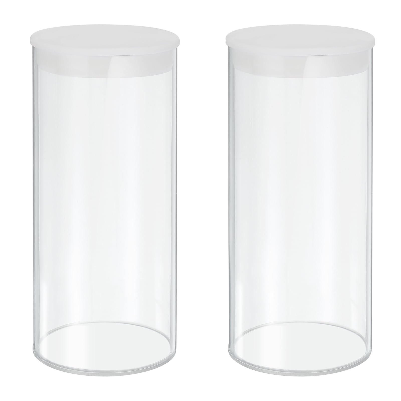 MECCANIXITY Transparent Plastic Storage Tubes, 2 15/16" x 6"(75x150mm) Polycarbonate Clear Rigid Round Storage Tubing with Black Lid, 2 Set