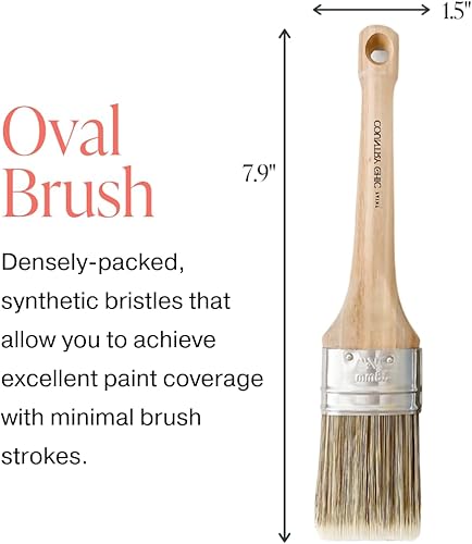 Miniatura 6 de Pincel de pintura estilo tiza, pincel ovalado con cerdas sintéticas para una aplicación suave de pintura de muebles con pinceladas mínimas, sin