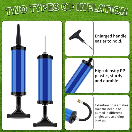 100 Sets Ball Air Pump Bulk for Sports Balls Include Needle Nozzle Extension Hose Hand Inflation Kit for Basketball Soccer Football Volleyball Balloon, Operation Christmas Child bulk Items Gifts-Blue