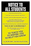 Classroom Rules Poster High School Supplies For Teachers Yellow Notice To All Students Warning Cool Wall Art Print Poster 12x18