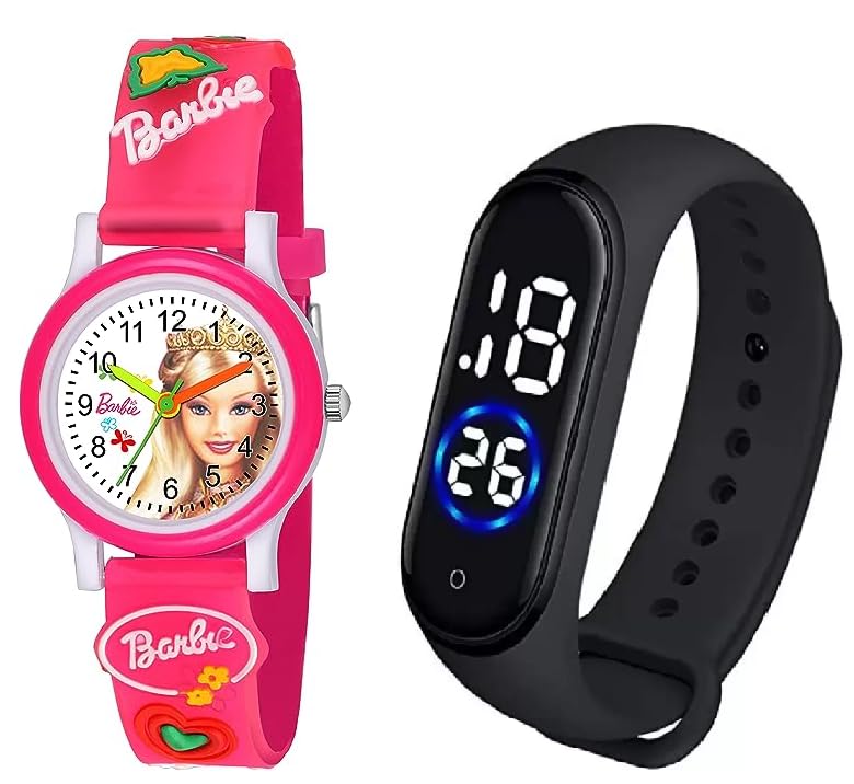 SELLORIA Brand White Dial Barbiee Watch Series Analogue Girls Watch with Black led Digital for Kids Boys and Girls (Pink) (B0CD1Z12Q4) Amazon Price History, Amazon Price Tracker