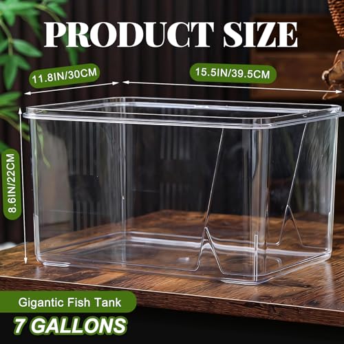 Image of Geelin 7 Gallon Plastic Fish Tank Large Bowl Shatterproof with Crystal Clear Clarity for Terrarium, Flower Vase Centerpiece Gift for Fish Lovers (Square)