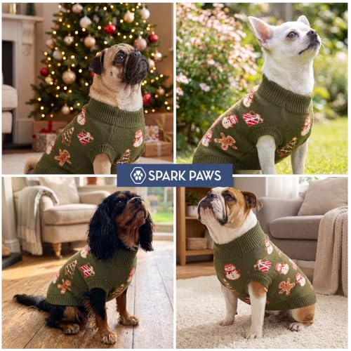 Image of Spark Paws Christmas Knit Dog Sweater - Winter Dog Clothes, Small Medium Large