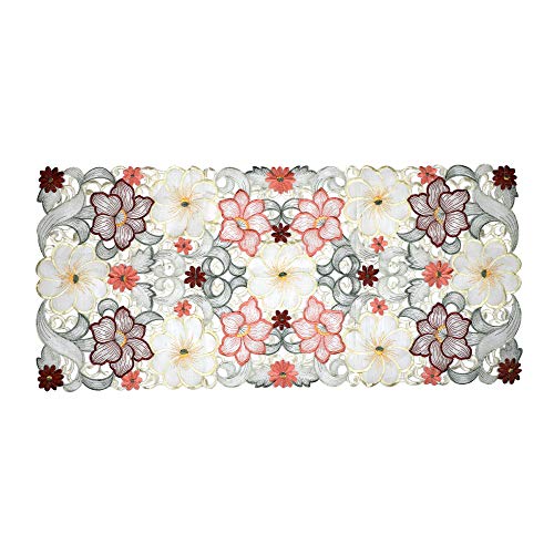 Image of MONKDECOR Design - 022 Tissue Cutwork Centre / Dining Table Runner (Size- 16x33 Inches)- Maroon