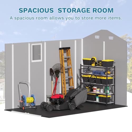 Image of Devoko 6x10 FT Plastic Storage Shed with Floor, Large Resin Outdoor Sheds