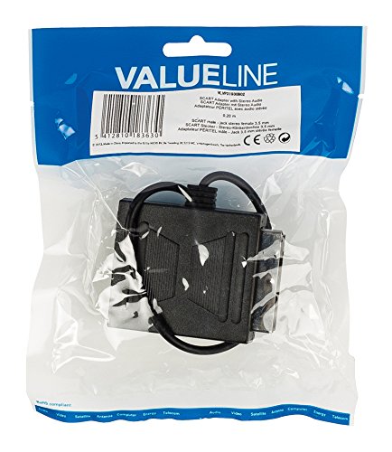 Adaptateur Scart Stéréo Valueline – Péritel Mâle Vers Jack 3,5 Mm Femelle + Péritel Femelle – 20 Cm