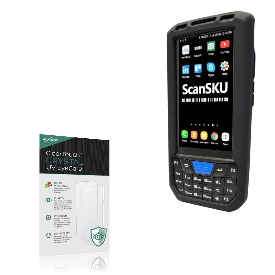 BoxWave Screen Protector Compatible With ScanSKU Android barcode Scanner Rugged R Series (1D & 2D) - ClearTouch Crystal Anti-UV EyeCare (2-Pack), Filters out Harmful Blue Light Reduce Fatigue