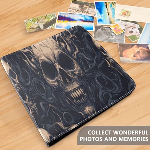 Álbum de fotos Scrapbook autoadhesivo con diseño de calaveras, encuadernación de 3 anillos, 40 páginas, tamaño 11.8 x 11.2 pulgadas miniatura 5