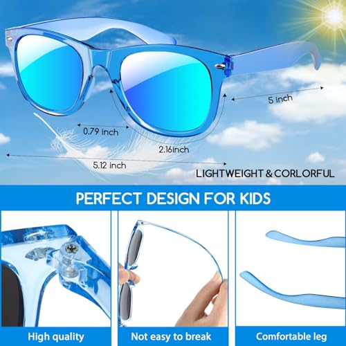 24Pcs Kids Sunglasses Bulk with UV Protection, Neon Translucent Sunglasses for Summer Beach Party Favors Toys, Goody Bag Stuffers, Classroom Prizes2