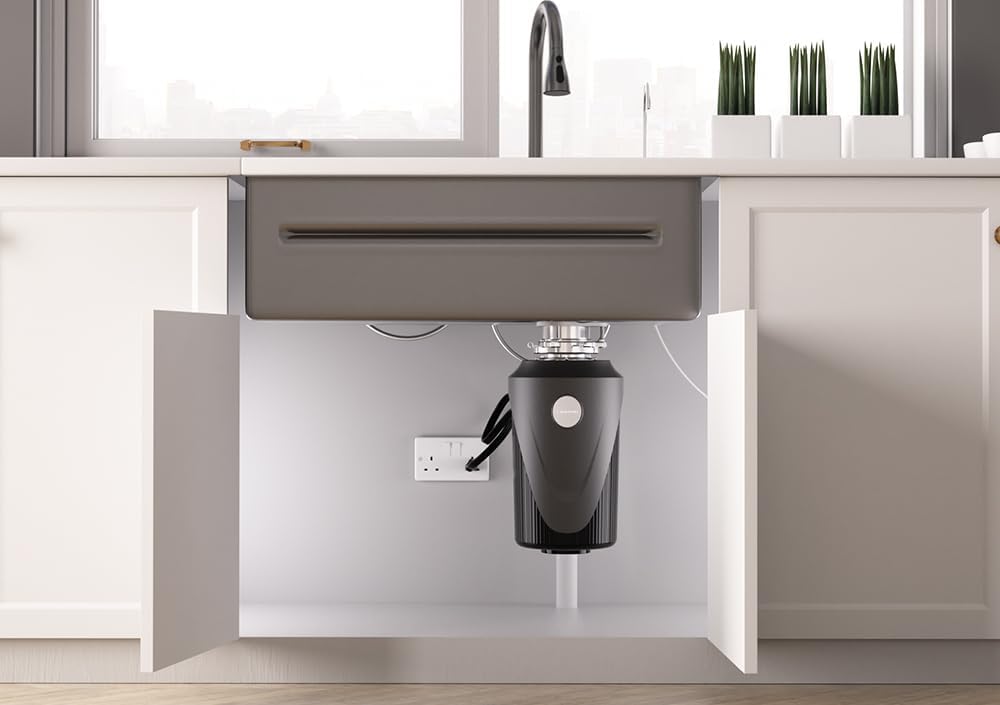 Lefton Kitchen Lefton 33"x22" Single Bowl Stainless Steel Waterfall Kitchen Sink KS2206L-PRO (Grey, 33x22 (w/ 1/2 HP garbage disposal))