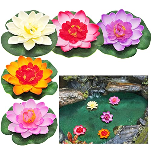 SwirlColor Fleurs Artificielles Lotus Flottants étanches pour La D'aquariums D'étang Mariage -...