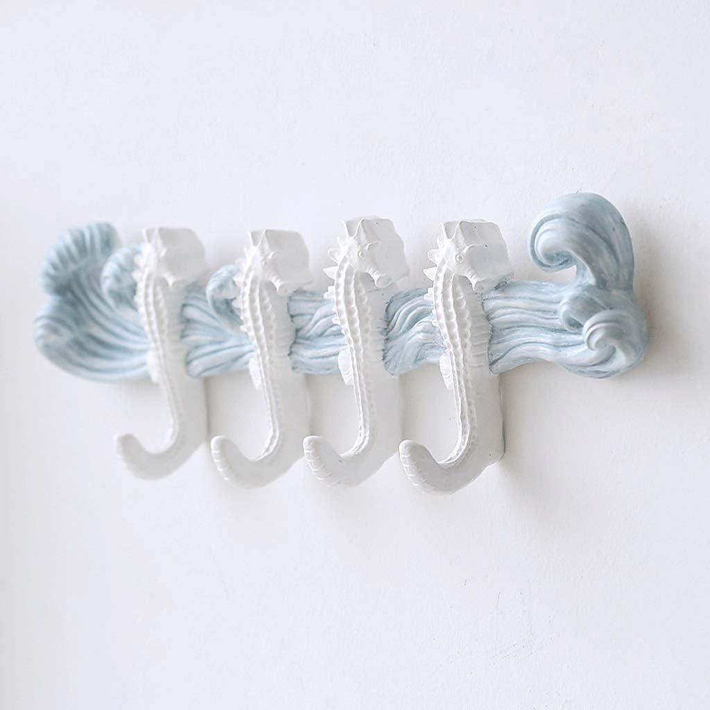 Wall Hook Creative Resin Coat Hook Hook Decoration Hook Hippocampus Hook 4 Hook (Color : Hippocampus)