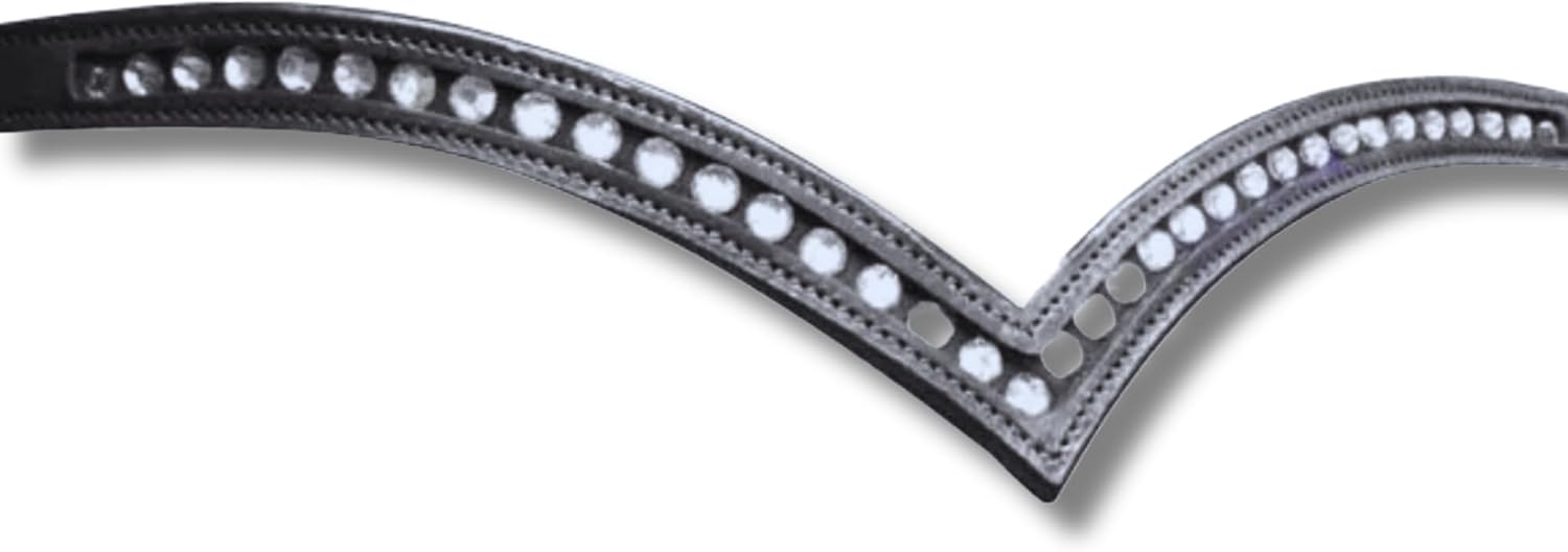Leather English Bridle Soft Padded Browband Crystals for Horse Bridles Sparkly Bling Diamond Decorated Bling Dressage M 136