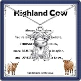 Yvesmillauly Bracelets Cute Highland Cow Pendant Necklace for Women, Highland Cow Lovers Gift, Inspirational Jewelry Gift for Birthday Christmas Mother's Day (Highland Cow Necklace)